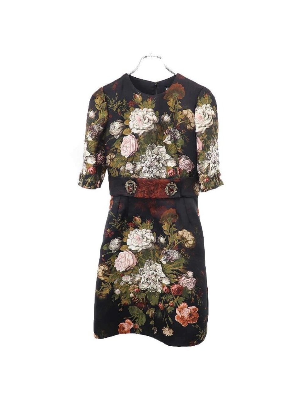 Dolce & Gabbana Flower Jacquard Bijou Stone Dress Black 38 - Picture 1 of 7
